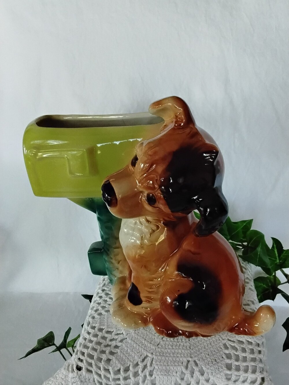 Vtg Royal Copely Ceramic Puppy Dog Vase Planter